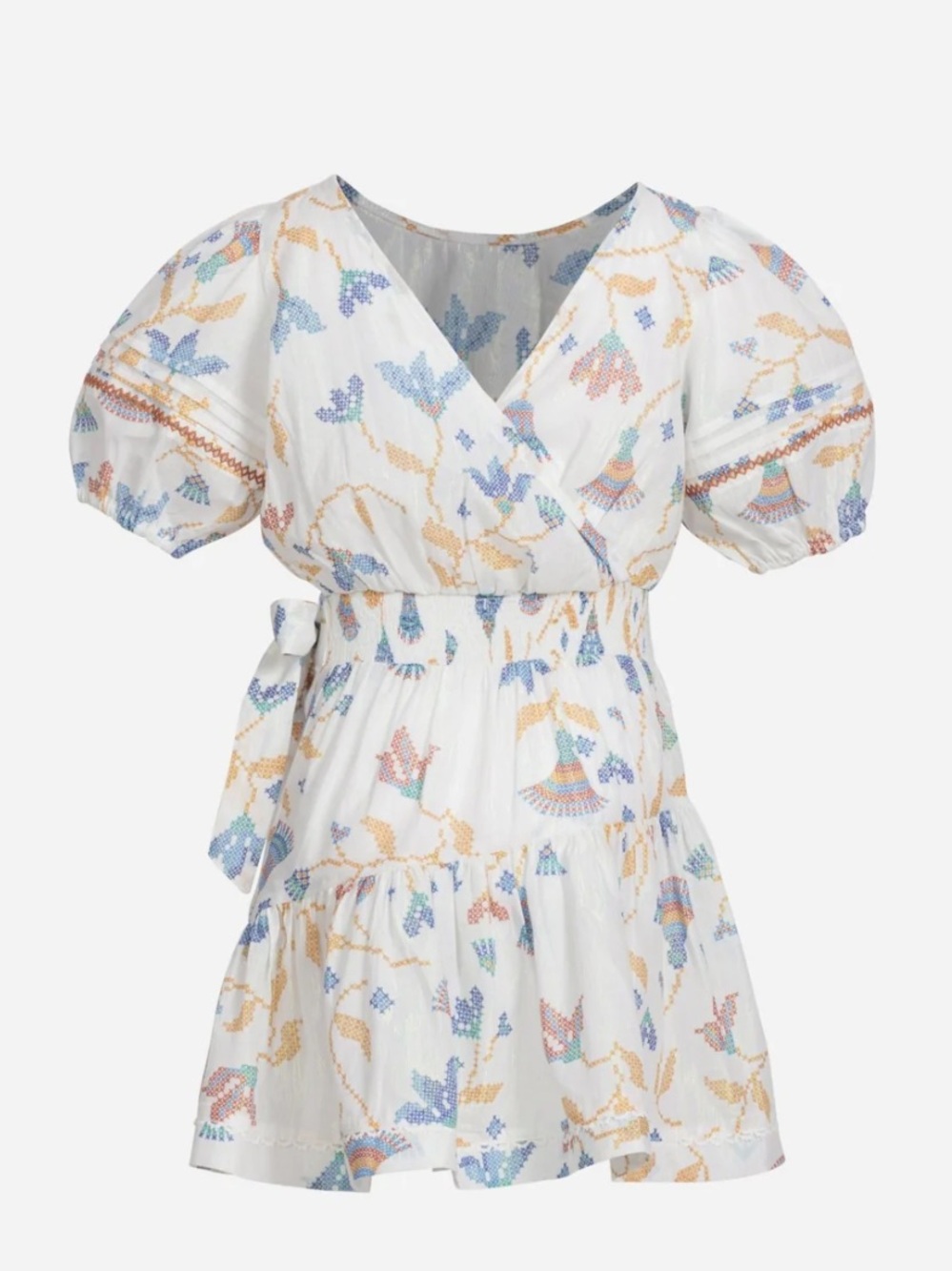 Poupette St Barth Mini Dress Chantal Blue Ylang Ylang Metallic Girls 12